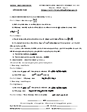 Đề thi chất lượng học kỳ I năm học 2012-2013 môn thi Toán lớp 12